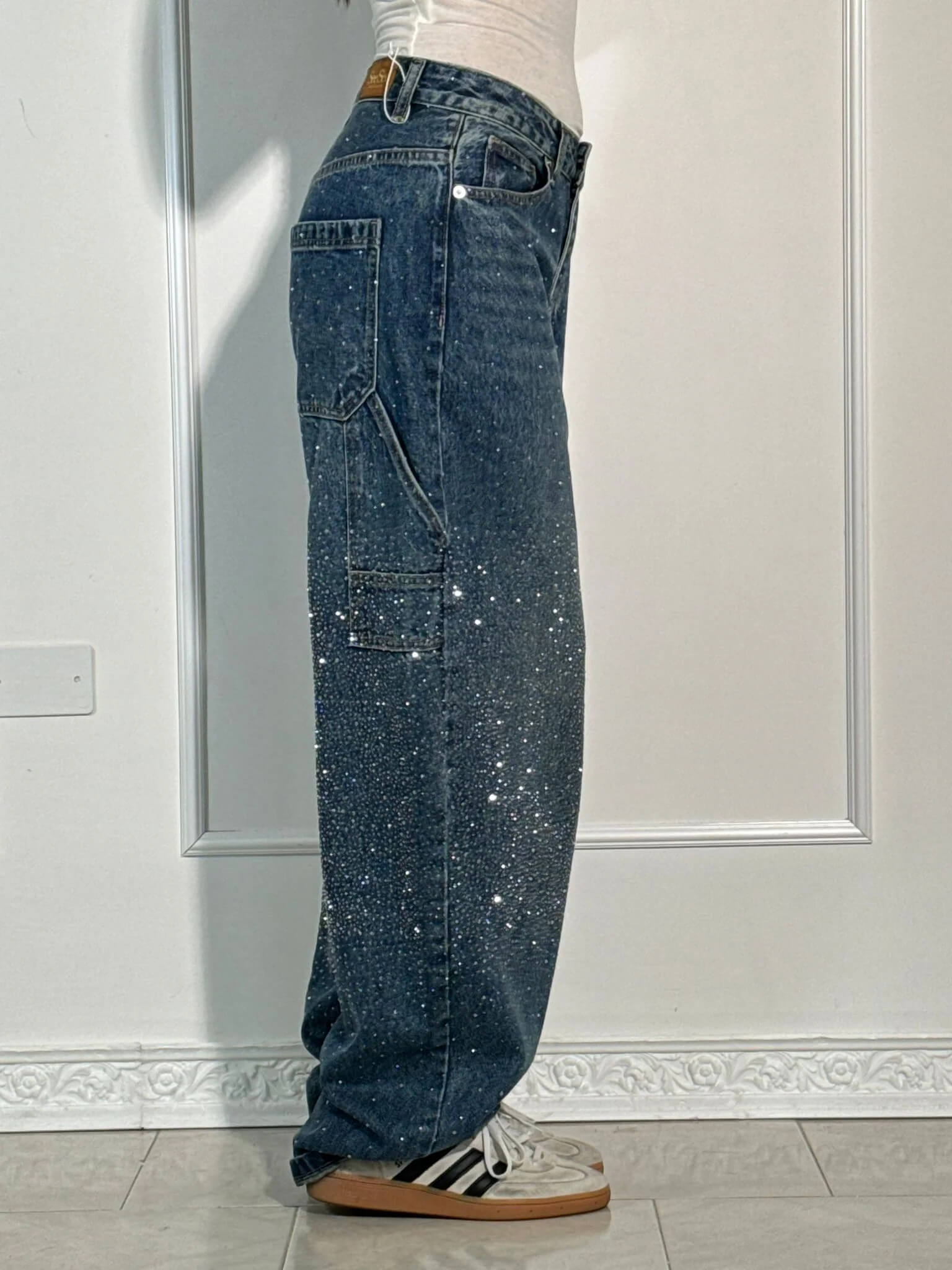 Isabelle | Pantalon taille haute à jambes larges et poches à boutons