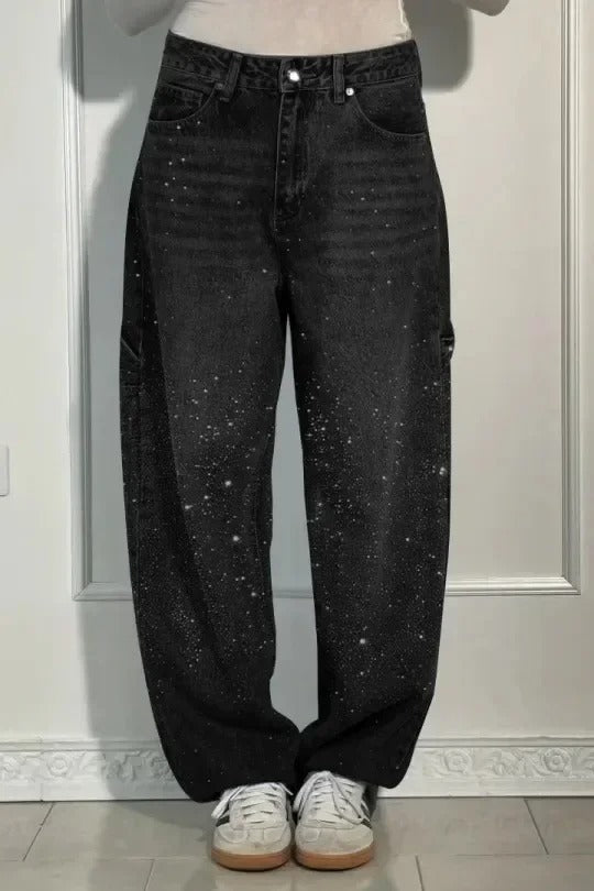 Isabelle | Pantalon taille haute à jambes larges et poches à boutons