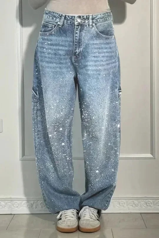Isabelle | Pantalon taille haute à jambes larges et poches à boutons