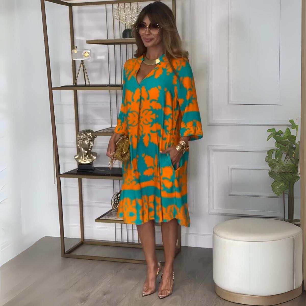 Delphine™ | Robe fluide à imprimé doux