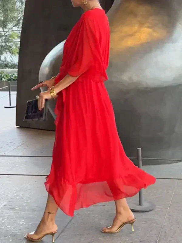 Esperance | Robe en mousseline de soie à col en V