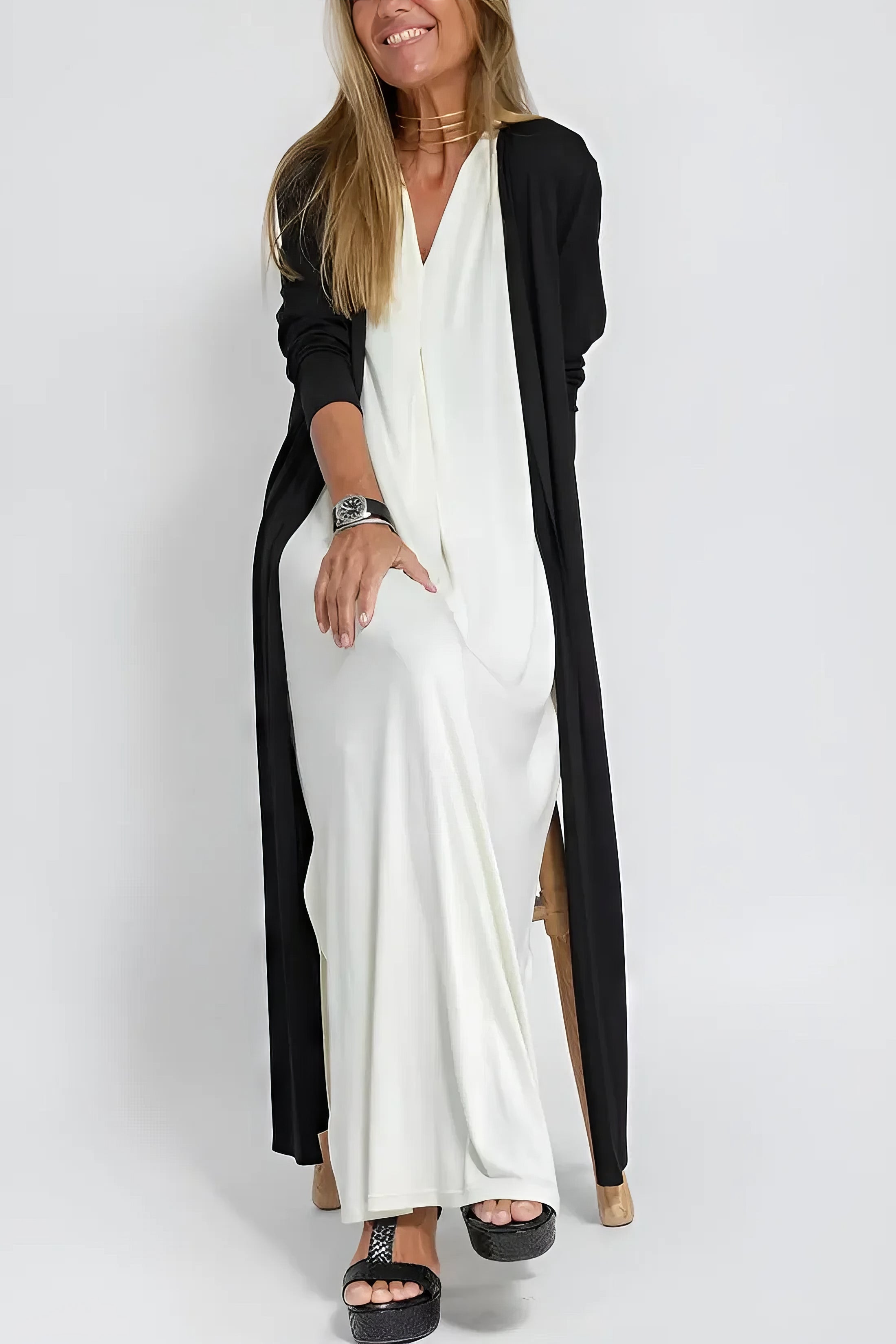 Léa™ | Robe longue élégante + cardigan assorti OFFERT EN CADEAU