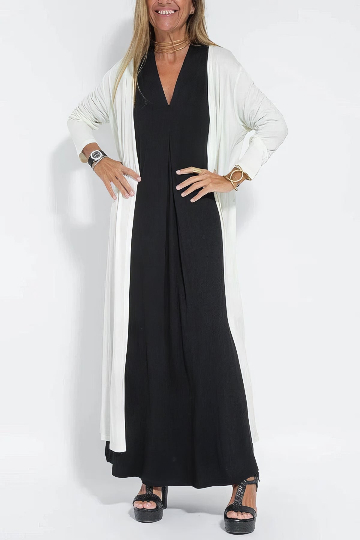 Léa™ | Robe longue élégante + cardigan assorti OFFERT EN CADEAU