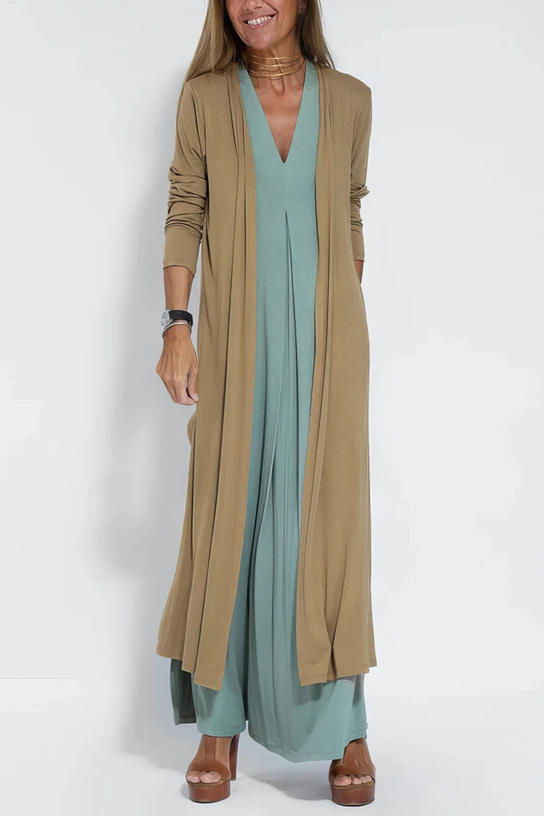 Léa™ | Robe longue élégante + cardigan assorti OFFERT EN CADEAU